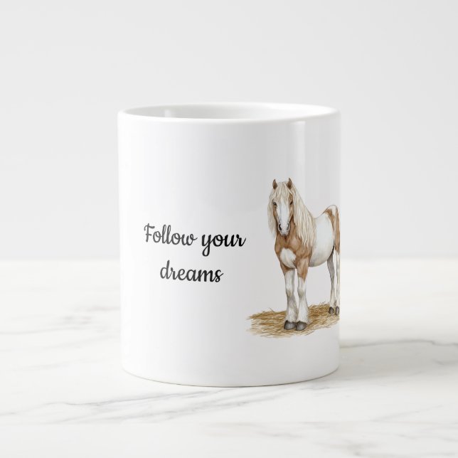 Brown White Horse Large Coffee Mug (Front)