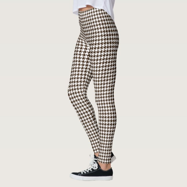 Brown White Houndstooth Leggings (Left)