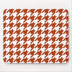 Brown White Houndstooth Plaid Design Mouse Mat
