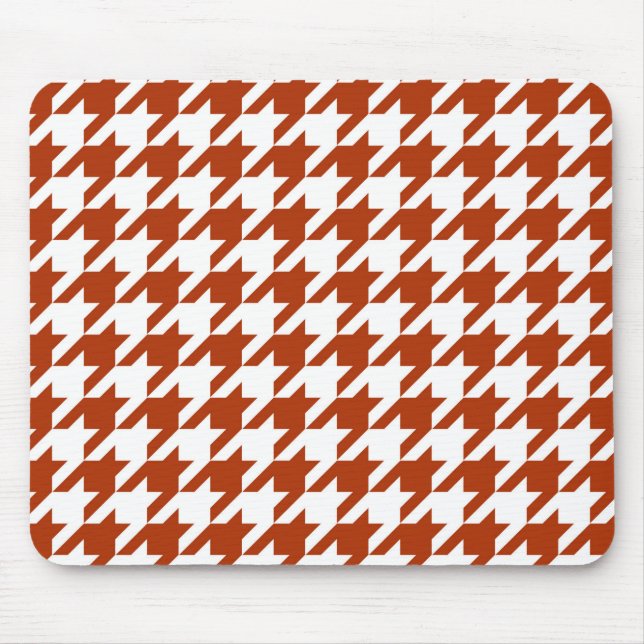 Brown White Houndstooth Plaid Design  Mouse Mat (Front)