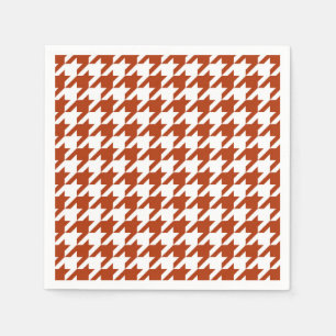 Brown White Houndstooth Plaid Design Napkin