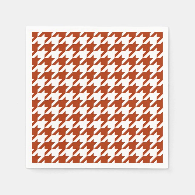 Brown White Houndstooth Plaid Design  Napkin (Front)