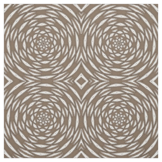 Brown White Kaleidoscope Circle Print Pattern Fabric (Swatch)