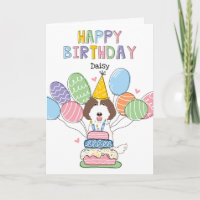 Brown White Labradoodle Dog Happy Birthday Card