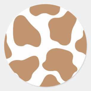 Brown & white Large cow spots Animal print Classic Round Sticker