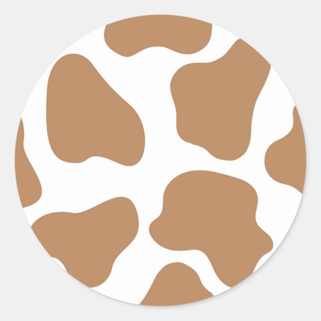 Brown & white Large cow spots Animal print Classic Round Sticker (Front)