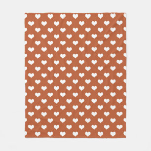 Brown White Love Heart Pattern Design Fleece Blanket