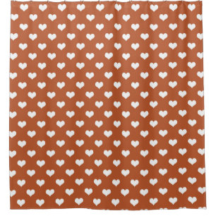 Brown White Love Heart Pattern Design Shower Curtain