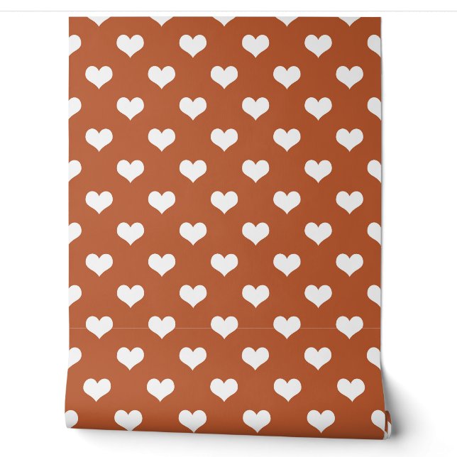 Brown White Love Heart Pattern Design  Wallpaper (Unrolling)