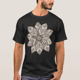 Brown White Mandala Flower Yoga Sacred Mantra Geo T-Shirt