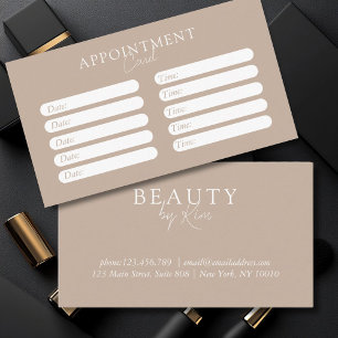 Brown & White, Minimal, Elegant, Salon Appointment Card
