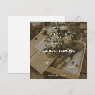 Brown White Minimalist Rustic Wedding Invitation
