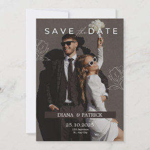 Brown White Minimalist Wedding Invitation
