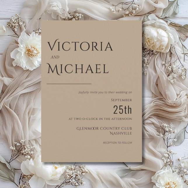 Brown & White Modern Customised Wedding Invitation (Creator Uploaded)