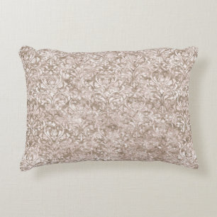 Brown White Ornate Swirl Flourish Antique Vintage Decorative Cushion