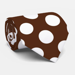 Brown white pattern polka dot tie