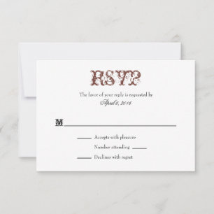 Brown White Plain Simple Wedding RSVP Cards