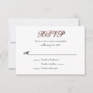 Brown White Plain Simple Wedding RSVP Cards