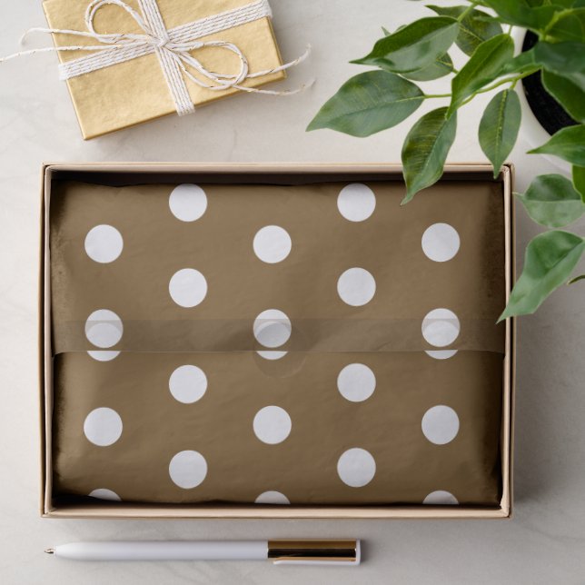 BROWN WHITE POLKA DOT CUSTOMIZED STYLISH SIMPLE TISSUE PAPER (Gift)