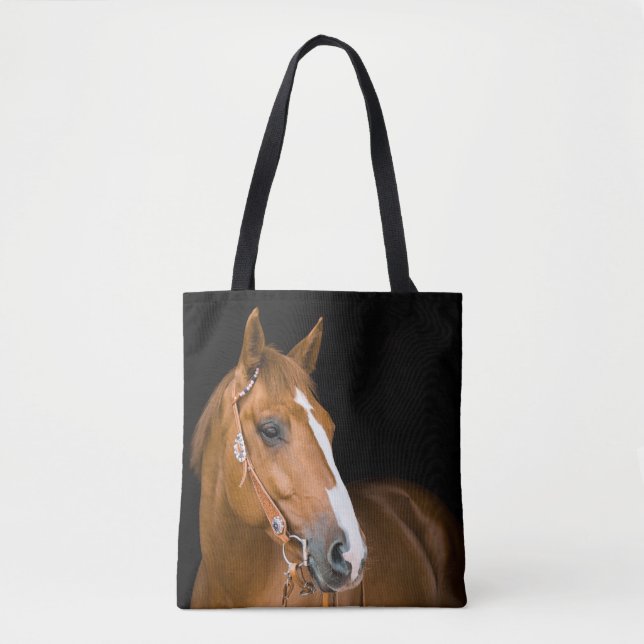 Brown White Quarter-Horse Photo Tote Bag (Front)