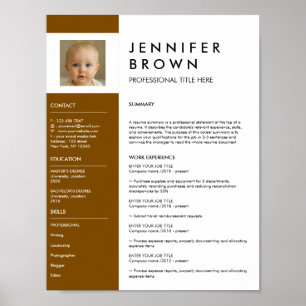 Brown White resume cv photography digital download Poster