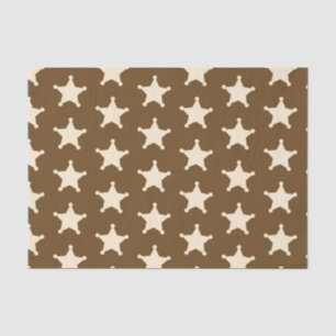 Brown White Sheriff Cowboy Stars Rustic Farmer Tissue Paper