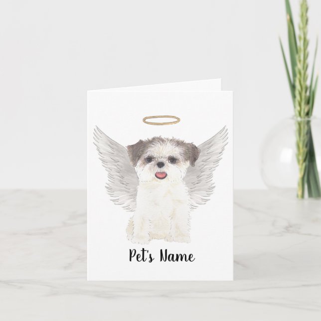 Brown & White Shih Tzu Sympathy Memorial Card (Front)
