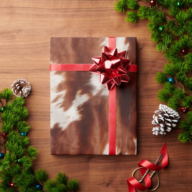 Brown White Southwest Cowhide Wrapping Paper (Holiday Gift)