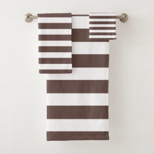 Brown & White Striped Bath Towels