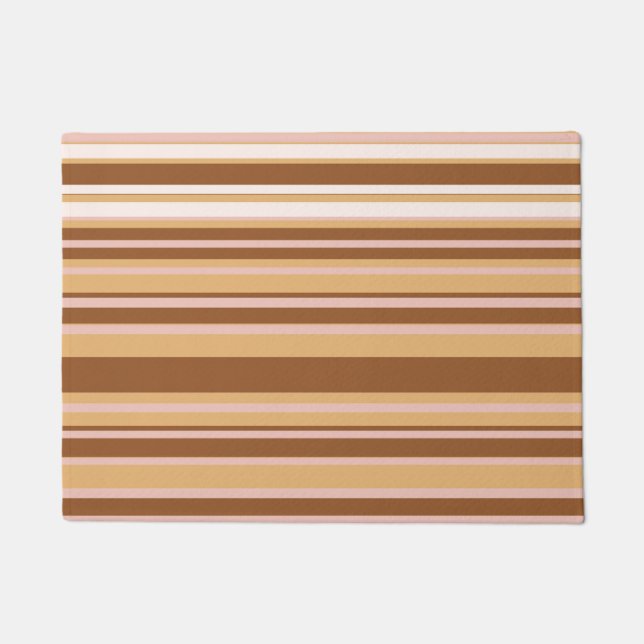 Brown ,White Stripes Door Mat (Front)