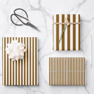 Brown & White Stripes Wrapping Paper Sheet