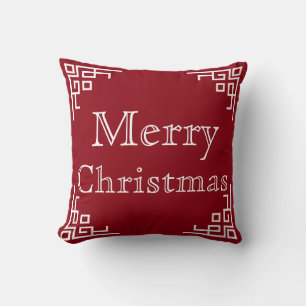 Brown White Swirl Merry Christmas Cushion