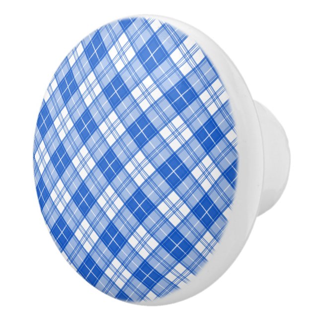 Brown White Tartan Pattern yxm0uat9 Ceramic Knob (Right)