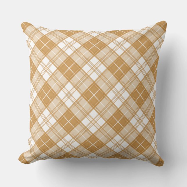 Brown White Tartan Pattern yxm0uat9 Cushion (Front)