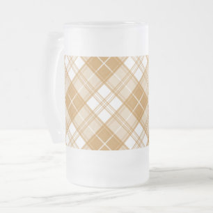 Brown White Tartan Pattern yxm0uat9 Frosted Glass Beer Mug