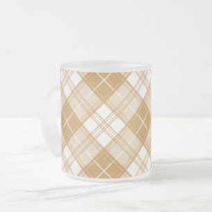 Brown White Tartan Pattern yxm0uat9  Frosted Glass Coffee Mug
