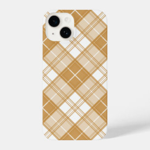 Brown White Tartan Pattern yxm0uat9 iPhone 14 Case