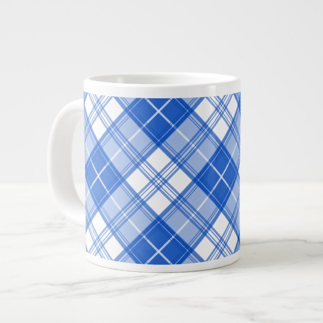 Brown White Tartan Pattern yxm0uat9 Large Coffee Mug (Front Left)