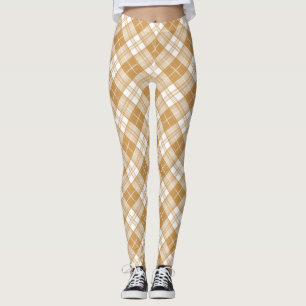 Brown White Tartan Pattern yxm0uat9 Leggings