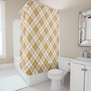 Brown White Tartan Pattern yxm0uat9  Shower Curtain