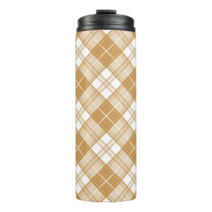 Brown White Tartan Pattern yxm0uat9  Thermal Tumbler