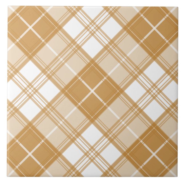 Brown White Tartan Pattern yxm0uat9 Tile (Front)