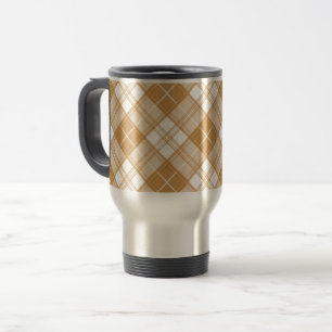 Brown White Tartan Pattern yxm0uat9 Travel Mug