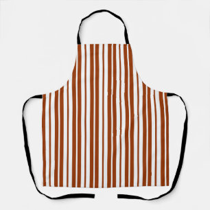 Brown White Vertical Stripes Pattern Apron