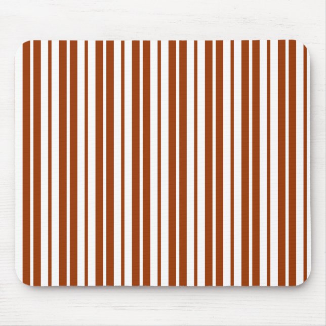 Brown White Vertical Stripes Pattern Mouse Mat (Front)