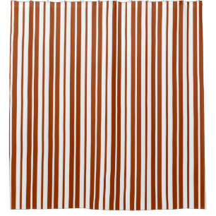 Brown White Vertical Stripes Pattern Shower Curtain