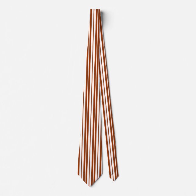 Brown White Vertical Stripes Pattern Tie (Front)