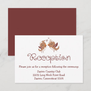 Brown & White Wedding Reception Lovebirds Invitation