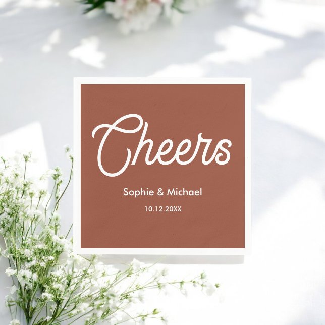 Brown White Wedding Terracotta  Napkin (Creator Uploaded)