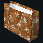 Brown White Winter Snowflakes Christmas Large Gift Bag<br><div class="desc">Brown White Winter Snowflakes Christmas</div>